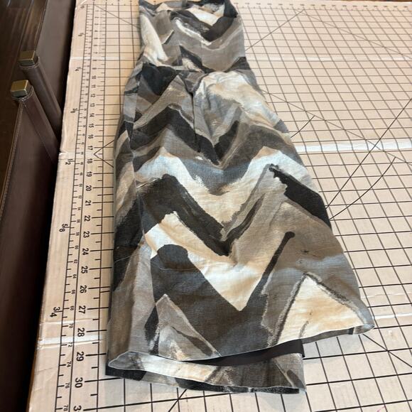 Banana Republic Italian LINEN Grey Gray Chevron Strapless Dress Boning 10 - Picture 12 of 13